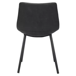 Black Faux Leather Scoop Dining Chairs, Set of 2