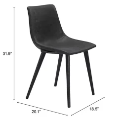 Black Faux Leather Scoop Dining Chairs, Set of 2