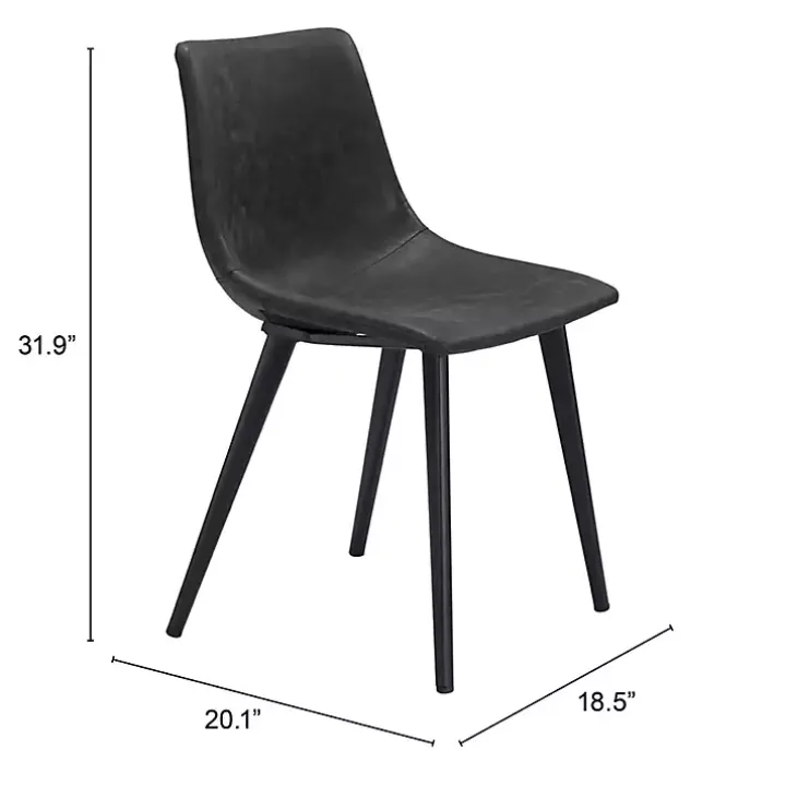 Black Faux Leather Scoop Dining Chairs, Set of 2