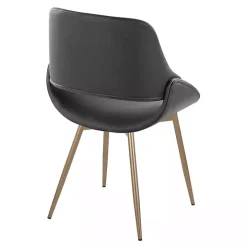 Black Faux Leather Scooped Accent Chairs, Set of 2