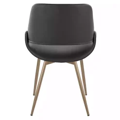 Black Faux Leather Scooped Accent Chairs, Set of 2