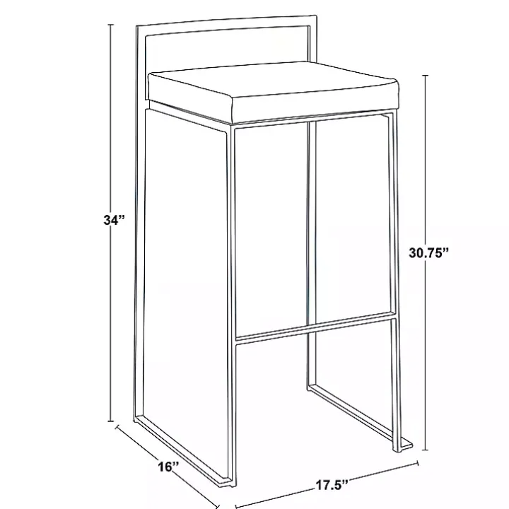 Black Faux Leather Stackable Bar Stools, Set of 2