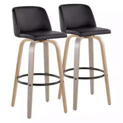 Black Faux Leather Torino Bar Stools, Set of 2