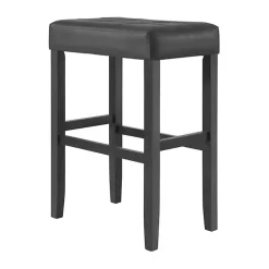 Black Faux Leather Tufted Madison Bar Stool