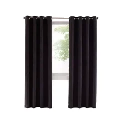 Black Faux Suede Blackout Curtain Panel, 108 in.