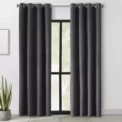 Black Faux Suede Blackout Curtain Panel, 84 in.