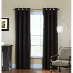 Black Faux Suede Blackout Curtain Panel, 84 in.