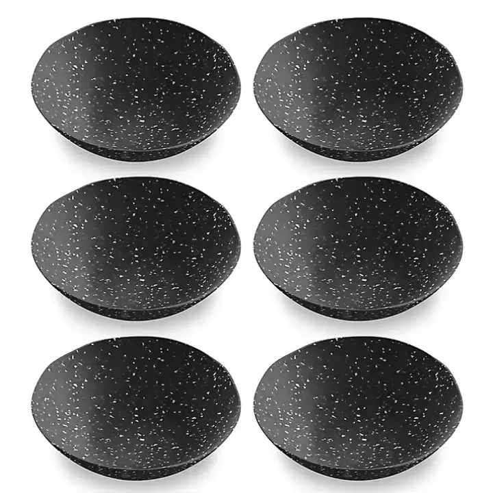 Black Faye Melamine Cereal Bowls, Set of 6