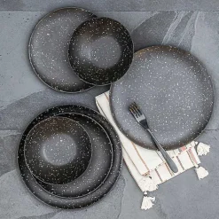 Black Faye Melamine Cereal Bowls, Set of 6