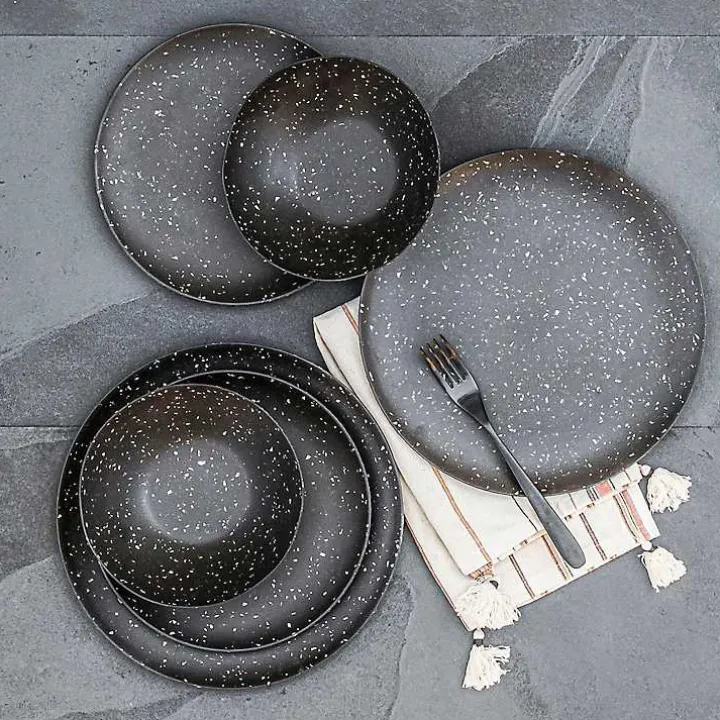 Black Faye Melamine Cereal Bowls, Set of 6