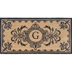 Black Fleur De Lis Monogram G Doormat