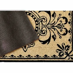 Black Fleur De Lis Monogram G Doormat