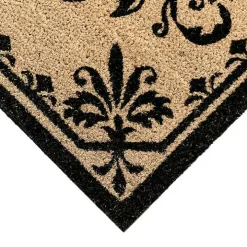 Black Fleur De Lis Monogram G Doormat