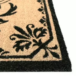 Black Fleur De Lis Monogram M Doormat