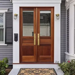 Black Fleur De Lis Monogram M Doormat