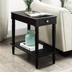 Black French Country Single Drawer Accent Table