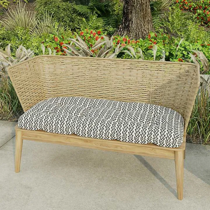 Black French Edge Outdoor Wicker Settee Cushion