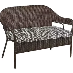 Black French Edge Outdoor Wicker Settee Cushion