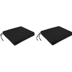 Black French Edge Outdoor Chair Cushions, Set of 2