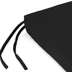 Black French Edge Outdoor Chair Cushions, Set of 2