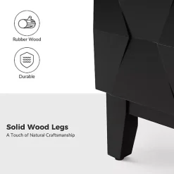 Black Geometric 2-Drawer Charging Nightstand