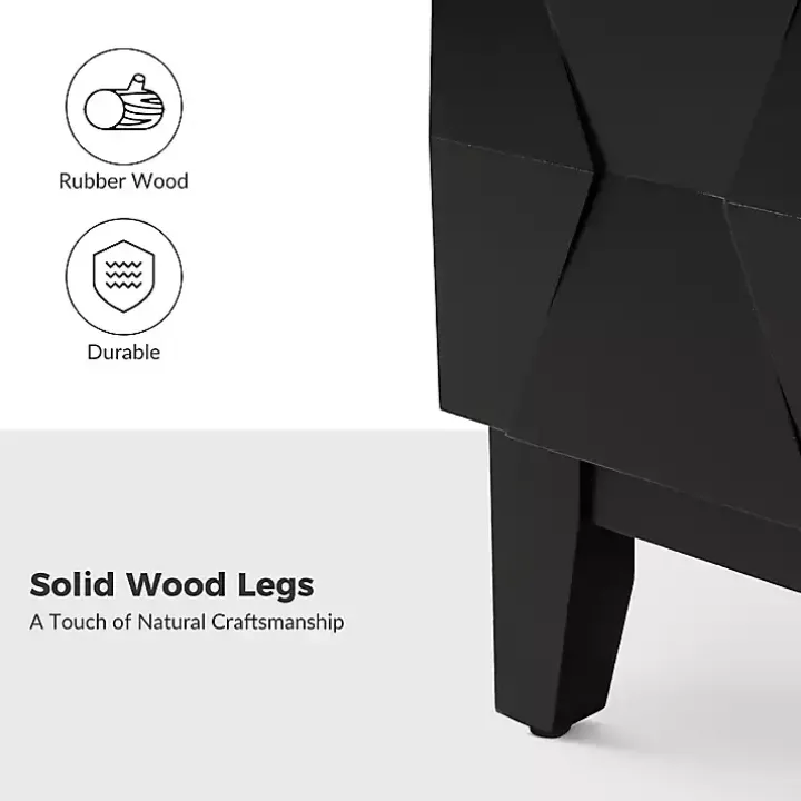 Black Geometric 2-Drawer Charging Nightstand