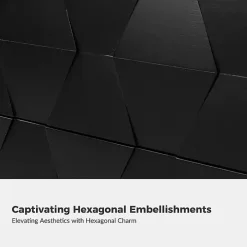 Black Geometric 2-Drawer Charging Nightstand