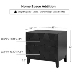 Black Geometric 2-Drawer Charging Nightstand