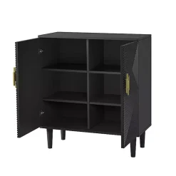 Black Geometric Gold Handle Cabinet