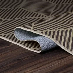 Black Geometric Washable Area Rug, 5x7