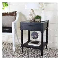 Black Geometrical Industrial Pull Accent Table