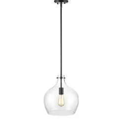Black Glass Globe Pendant Light