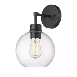 Black Glass Orb Outdoor Sconce Light