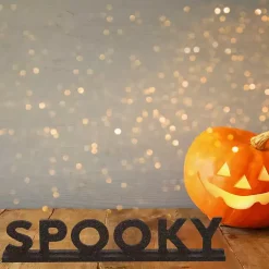 Black Glitter Spooky Tabletop Sign