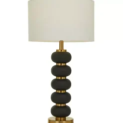 Black Gold Metal Spindle Table Lamp