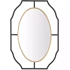Black Gold Scalloped Oval Frame Wall Mirror