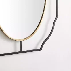 Black Gold Scalloped Oval Frame Wall Mirror