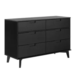 Black Grooved Handle 6-Drawer Dresser