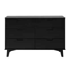 Black Grooved Handle 6-Drawer Dresser