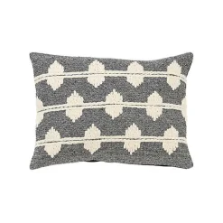 Black Heathered Embroidered Diamond Throw Pillow