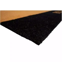 Black Hello Bold Stripe Coir Doormat, 24 in.
