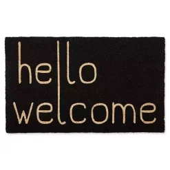 Black Hello Welcome Doormat