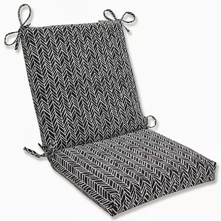 Black Herringbone Outdoor Chair Cushion
