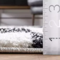 Black Herringbone Shag Area Rug, 9x12