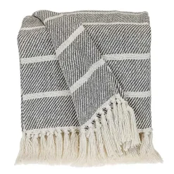 Black Herringbone Striped Throw