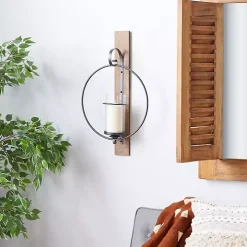 Black Hoop Glass Sleeve Wall Sconce, 24 in.