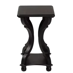 Black Hourglass Wood Accent Table