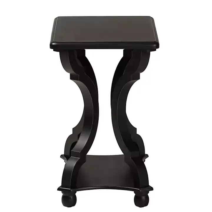 Black Hourglass Wood Accent Table
