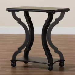 Black Hourglass Wood Accent Table