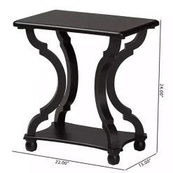 Black Hourglass Wood Accent Table